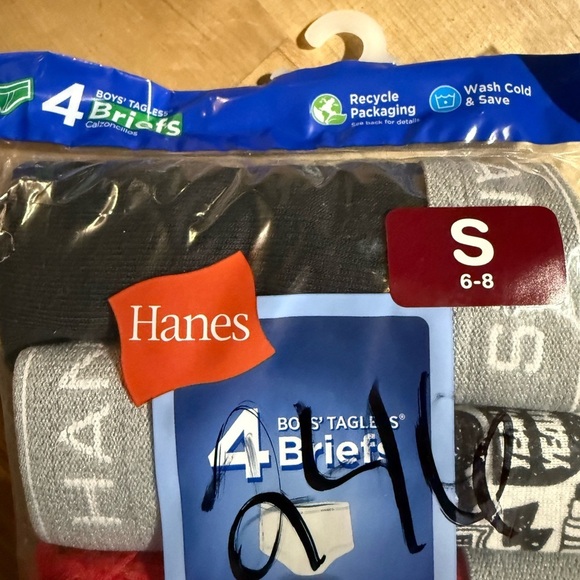 2 packages Hanes Boys' Tagless Briefs - Blue, Gray, White. 4T and size Small. - Picture 5 of 7